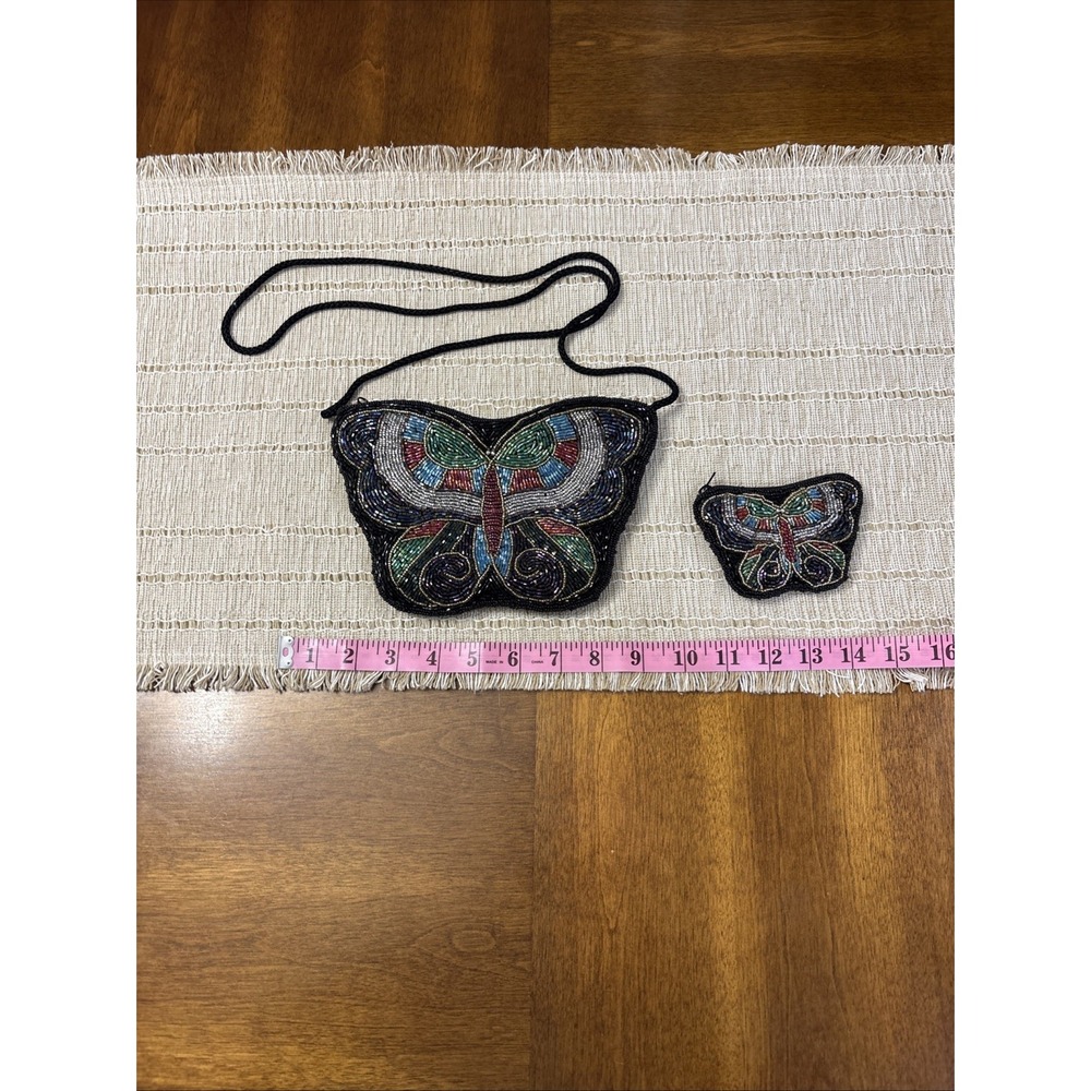BEADED Smithsonian institute Rainbow Purse With Matching Coin Purse